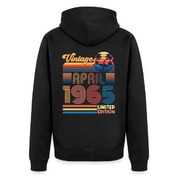 birthday April 1965 April. April 1965 Gift. - Unisex Premium Organic Zip Hoodie - black - Back - Nico (187cm)