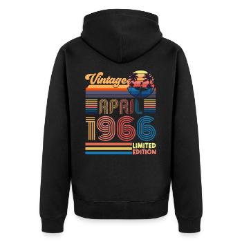 Geburtstag April 1966 April. April 1966 Geschenk. - Unisex Premium Bio Zip Hoodie - Schwarz - Hinten - Nico (187cm)