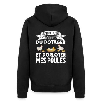 M'occuper Du Potager Et Des Poules. Jardinage. - Veste à capuche bio Premium Unisexe - noir - Dos - Nico (187cm)