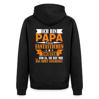 Ich bin Papa einer fantastischen Tochter Vater - Unisex Premium Bio Zip Hoodie - Schwarz - Hinten - Nico (187cm)