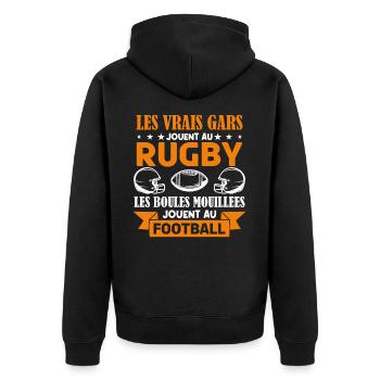 Cadeau rugbyman, cadeau Fan de rugby.Rugby. - Veste à capuche bio Premium Unisexe - noir - Dos - Nico (187cm)