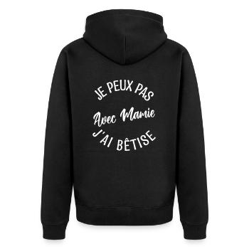 Cadeau mamie. Cadeau grand-mère. mamie de l'année. - Veste à capuche bio Premium Unisexe - noir - Dos - Nico (187cm)