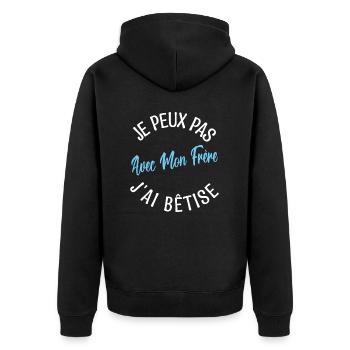 idée Cadeau frère. cadeau frères et sœurs. - Veste à capuche bio Premium Unisexe - noir - Dos - Nico (187cm)