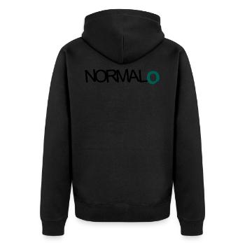 NORMAL O - Unisex Premium Bio Zip Hoodie - Schwarz - Hinten - Nico (187cm)