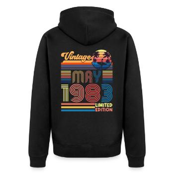 Born May 1983, Birthday Gift May 1983, MAY, ma - Unisex Premium Organic Zip Hoodie - black - Back - Nico (187cm)