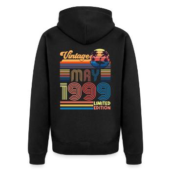 Geboren Mai 1999 Geburtstagsgeschenk Mai 1999, MAI, Mai - Unisex Premium Bio Zip Hoodie - Schwarz - Hinten - Nico (187cm)