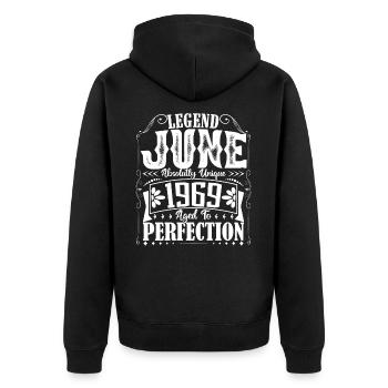 juin 1969. Anniversaire juin 1969 Cadeau juin 1969 - Veste à capuche bio Premium Unisexe - noir - Dos - Nico (187cm)
