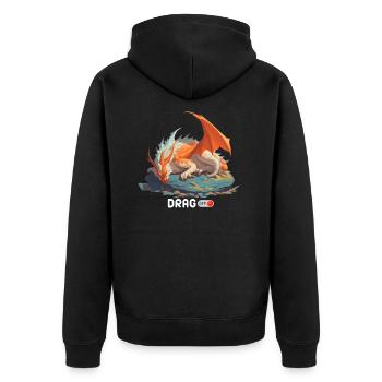 Dragoff V.4 - Unisex Premium Bio Zip Hoodie - Schwarz - Hinten - Nico (187cm)