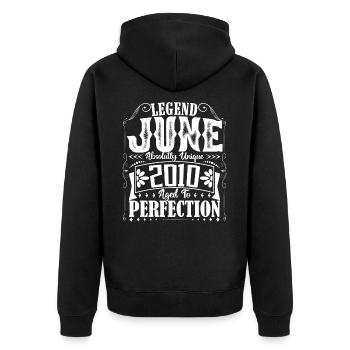 Juni 2010. Geburtstag Juni 2010 Geschenk Juni 2010 - Unisex Premium Bio Zip Hoodie - Schwarz - Hinten - Nico (187cm)