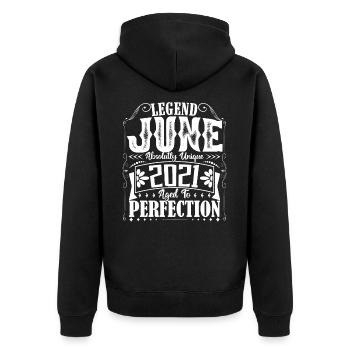 Juni 2021. Geburtstag Juni 2021 Geschenk Juni 2021 - Unisex Premium Bio Zip Hoodie - Schwarz - Hinten - Nico (187cm)
