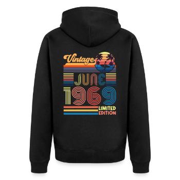 Geburtstag Juni 1969. Juni 1969 Juni 1969 Geschenk - Unisex Premium Bio Zip Hoodie - Schwarz - Hinten - Nico (187cm)