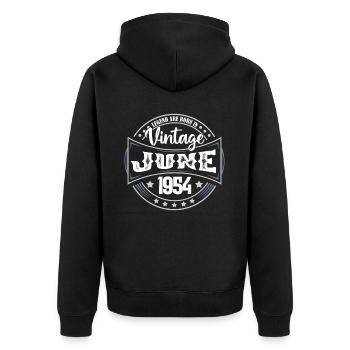 1954 Juni. Geburtstagsgeschenk Juni 1954. Juni. - Unisex Premium Bio Zip Hoodie - Schwarz - Hinten - Nico (187cm)