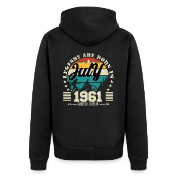 July 1961. Birthday gift July 1961. - Unisex Premium Organic Zip Hoodie - black - Back - Nico (187cm)