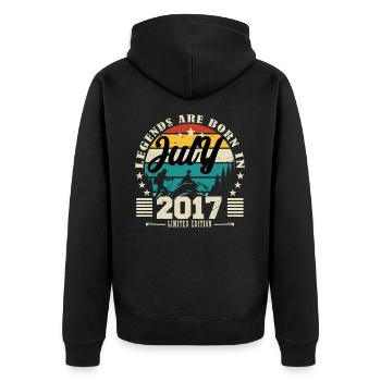 July 2017. Birthday gift July 2017. - Unisex Premium Organic Zip Hoodie - black - Back - Nico (187cm)