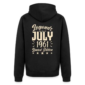 Born in July 1961. Birthday gift. - Unisex Premium Organic Zip Hoodie - black - Back - Nico (187cm)