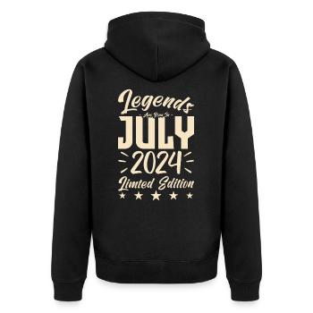 Geburten im Juli 2024 Geburtstagsgeschenk 20 - Unisex Premium Bio Zip Hoodie - Schwarz - Hinten - Nico (187cm)