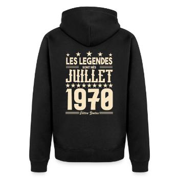 cadeau d'anniversaire Juillet 1970. Cadeau juillet - Veste à capuche bio Premium Unisexe - noir - Dos - Nico (187cm)