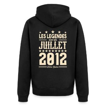 cadeau d'anniversaire Juillet 2012. Cadeau juillet - Veste à capuche bio Premium Unisexe - noir - Dos - Nico (187cm)
