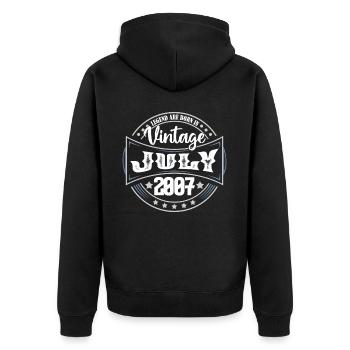 Juli 2007. Geburtstagsgeschenk Juli 2007. - Unisex Premium Bio Zip Hoodie - Schwarz - Hinten - Nico (187cm)