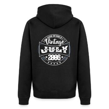 Juli 2006. Geburtstagsgeschenk Juli 2006. - Unisex Premium Bio Zip Hoodie - Schwarz - Hinten - Nico (187cm)