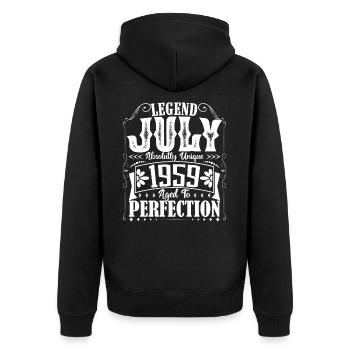 Juli 1959. Geburtstagsgeschenk Juli 1959. - Unisex Premium Bio Zip Hoodie - Schwarz - Hinten - Nico (187cm)