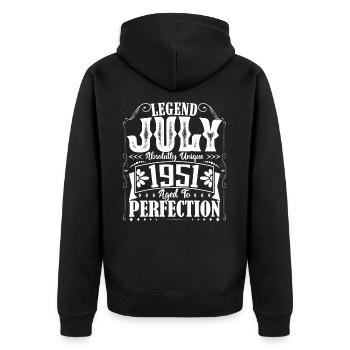 July 1951. Birthday present July 1951. - Unisex Premium Organic Zip Hoodie - black - Back - Nico (187cm)