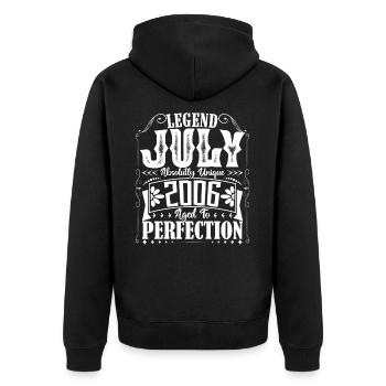 July 2006. Birthday gift July 2006. - Unisex Premium Organic Zip Hoodie - black - Back - Nico (187cm)