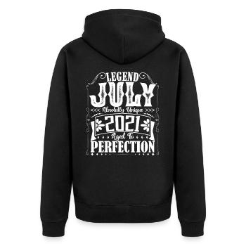 Juli 2021. Geburtstagsgeschenk Juli 2021. - Unisex Premium Bio Zip Hoodie - Schwarz - Hinten - Nico (187cm)