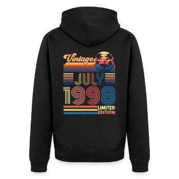 Anniversary July 1998. Gift July 1998. - Unisex Premium Organic Zip Hoodie - black - Back - Nico (187cm)