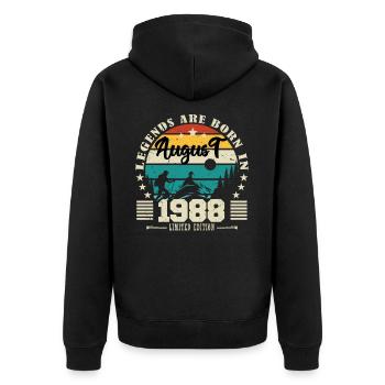 August 1988. Birthday gift August 1988. August - Unisex Premium Organic Zip Hoodie - black - Back - Nico (187cm)