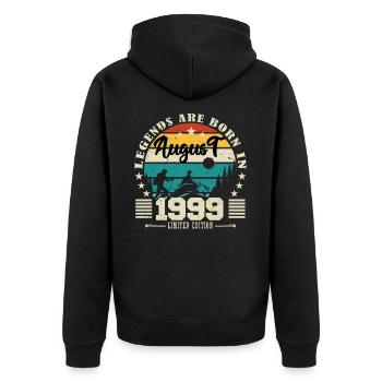 August 1999. Birthday gift August 1999. August - Unisex Premium Organic Zip Hoodie - black - Back - Nico (187cm)