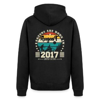 August 2017. Birthday gift August 2017. August - Unisex Premium Organic Zip Hoodie - black - Back - Nico (187cm)