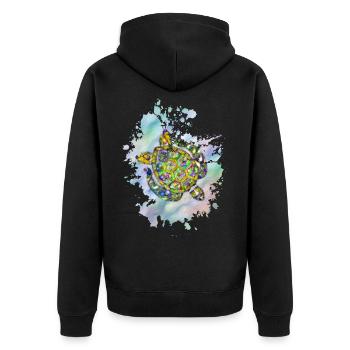 Schildkröte im Meer - Unisex Premium Bio Zip Hoodie - Schwarz - Hinten - Nico (187cm)