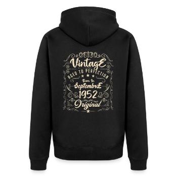 Born in September 1952. Birthday September 1952. - Unisex Premium Organic Zip Hoodie - black - Back - Nico (187cm)