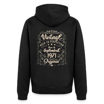 Born in September 1971. Birthday September 1971. - Unisex Premium Organic Zip Hoodie - black - Back - Nico (187cm)