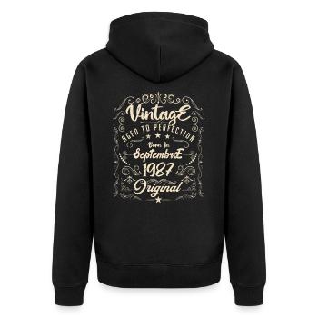 Born in September 1987. Birthday September 1987. - Unisex Premium Organic Zip Hoodie - black - Back - Nico (187cm)