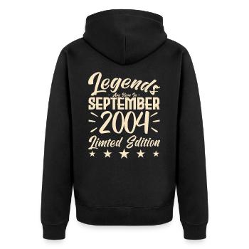 Born in September 2004. Gift from September. - Unisex Premium Organic Zip Hoodie - black - Back - Nico (187cm)