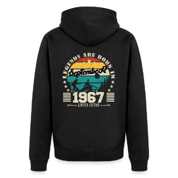 September 1967. Birthday gift September 1967 - Unisex Premium Organic Zip Hoodie - black - Back - Nico (187cm)