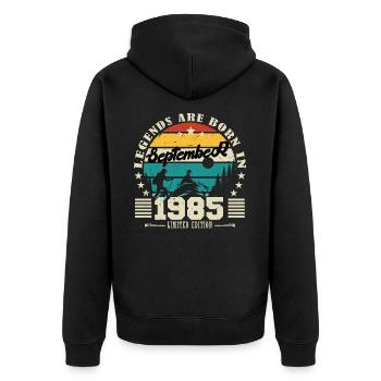 September 1985. Birthday gift September 1985 - Unisex Premium Organic Zip Hoodie - black - Back - Nico (187cm)