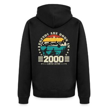 September 2000. Birthday gift September 2000 - Unisex Premium Organic Zip Hoodie - black - Back - Nico (187cm)