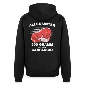 Grillen Lustiger Spruch - Unisex Premium Bio Zip Hoodie - Schwarz - Hinten - Nico (187cm)