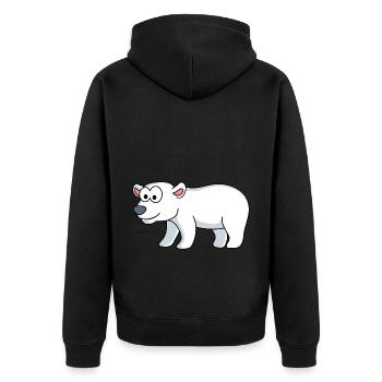 Eisbär Comic Tier - Unisex Premium Bio Zip Hoodie - Schwarz - Hinten - Nico (187cm)