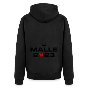 Malle 2023 Herz - Unisex Premium Bio Zip Hoodie - Schwarz - Hinten - Nico (187cm)