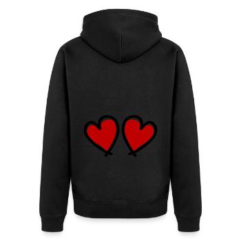 Hearts Love Symbol - Unisex Premium Organic Zip Hoodie - black - Back - Nico (187cm)