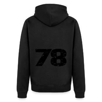 78 Zahl Trikot - Unisex Premium Bio Zip Hoodie - Schwarz - Hinten - Nico (187cm)
