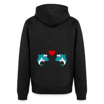 Shark Comic Couple Amour - Veste à capuche bio Premium Unisexe - noir - Dos - Nico (187cm)
