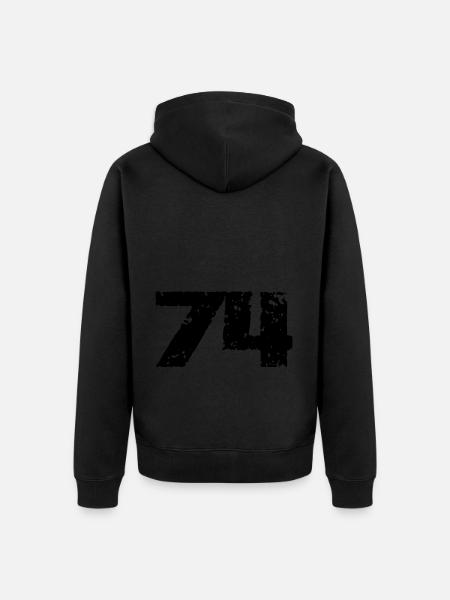 74 Maillot numéro - Veste à capuche bio Premium Unisexe - noir