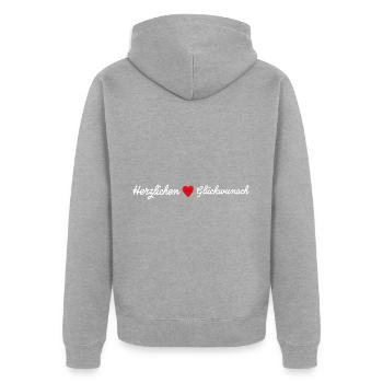 Herzlichen Glückwunsch - Unisex Premium Bio Zip Hoodie - Grau meliert - Hinten - Nico (187cm)