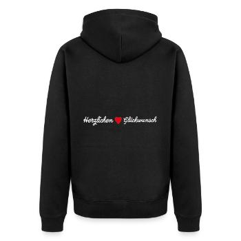 Herzlichen Glückwunsch - Unisex Premium Bio Zip Hoodie - Schwarz - Hinten - Nico (187cm)
