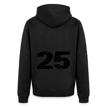 25 Zahl Trikot - Unisex Premium Bio Zip Hoodie - Schwarz - Hinten - Nico (187cm)